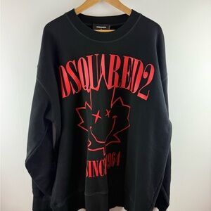 Dsquared2 Oversized Smiley Maple Leaf Sweatshirt Black Red XL